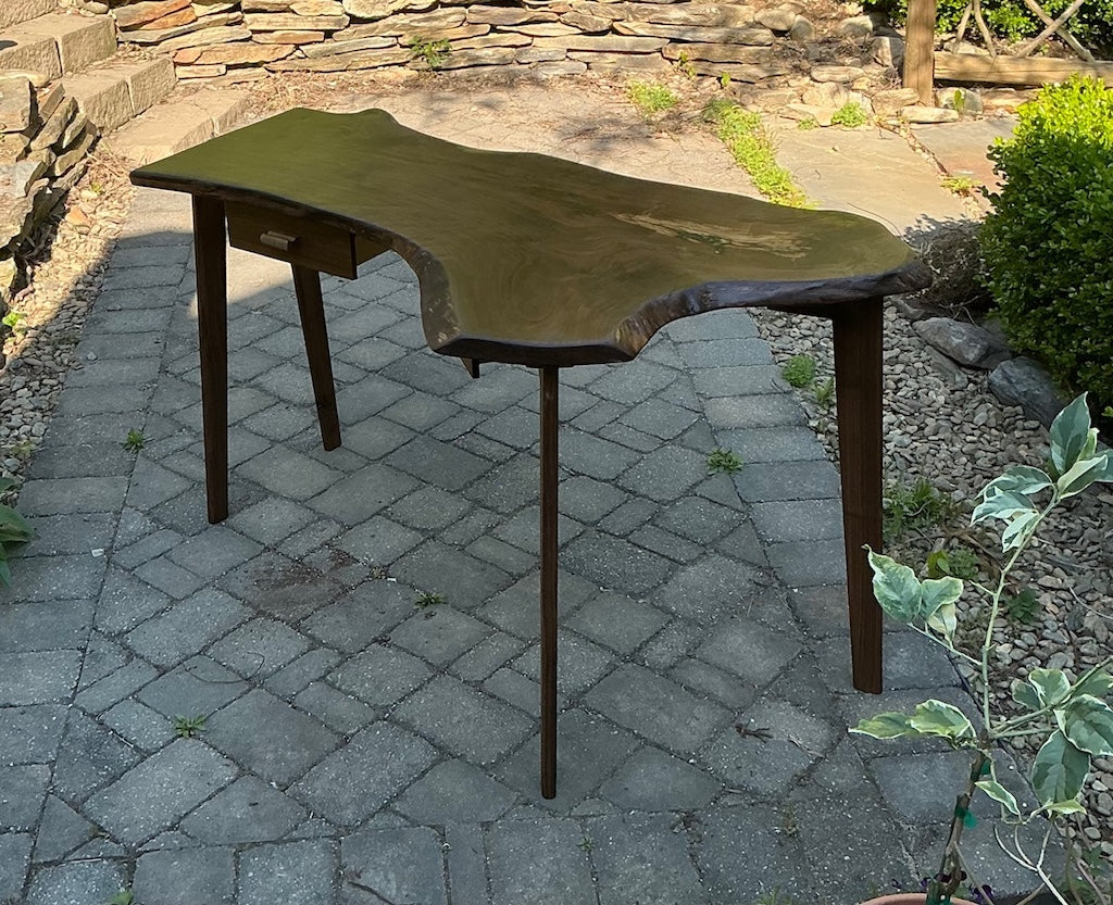 HANDMADE WALNUT DESK WITH 2 DRAWERS