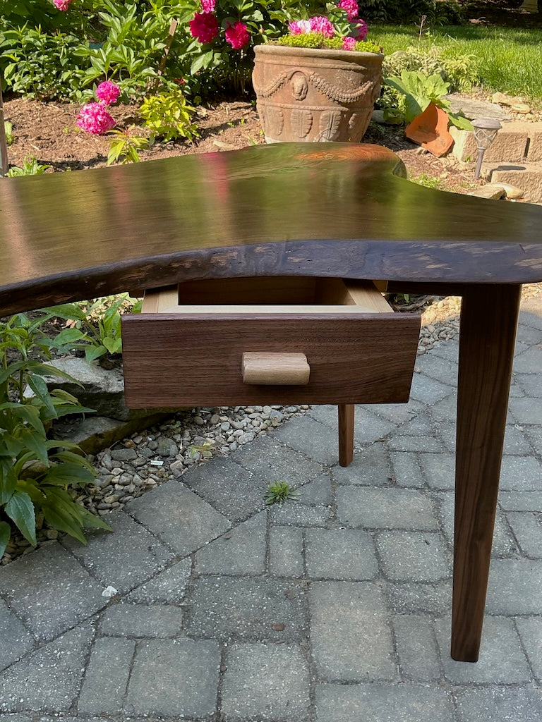 HANDMADE WALNUT DESK WITH 2 DRAWERS