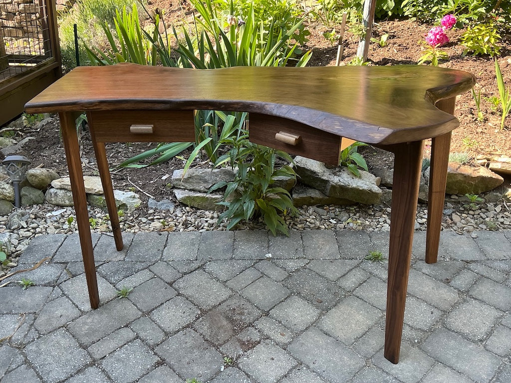 HANDMADE WALNUT DESK WITH 2 DRAWERS