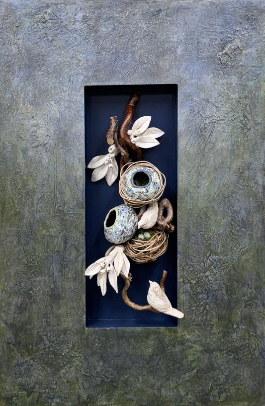 "LARGE RELIQUARY 009" MIXED MEDIA WALL HANGING