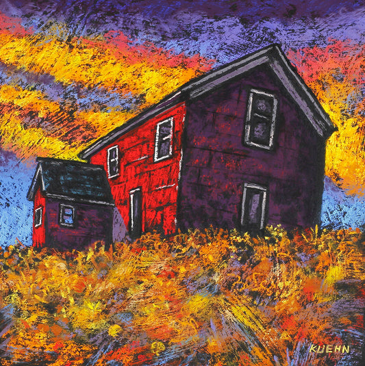 "LEANING RED BARN" Original Pastel