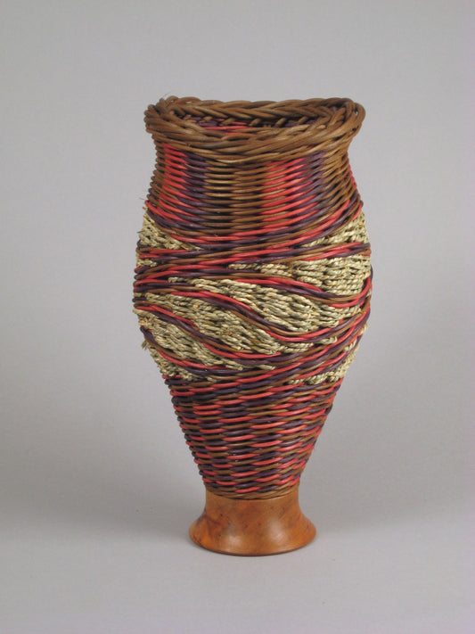 LARGE DOUBLE SPIRAL MIXED MEDIA BASKET