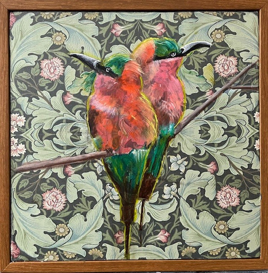 "LOVE BIRDS" ORIGINAL OIL AND MIXED MEDIA ON CANVAS/FRAMED