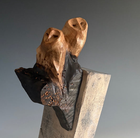 "LOVE ENDURES XII" HAND CARVED BLACK CHERRY SCULPTURE