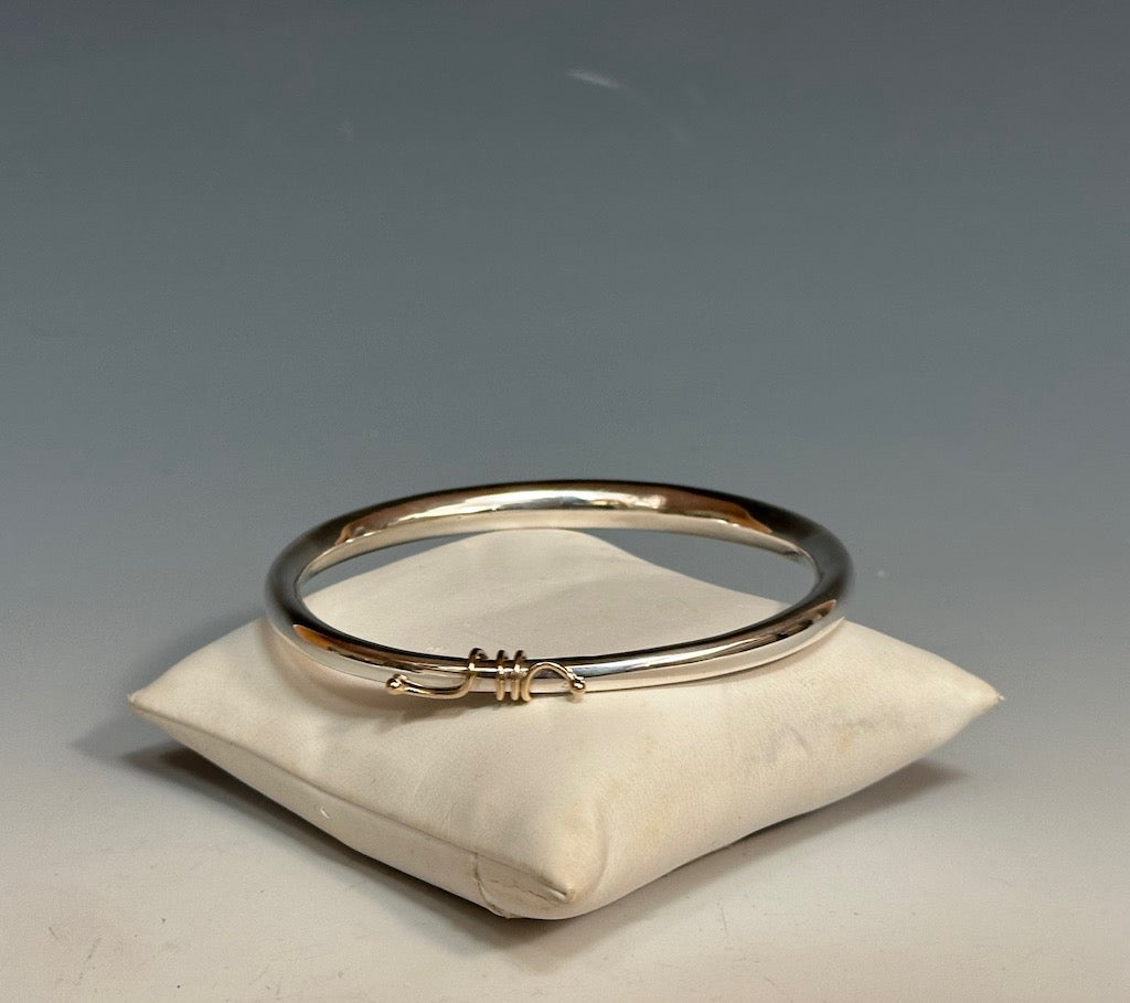 STERLING SILVER BANGLE WITH 14K GOLD MB114B