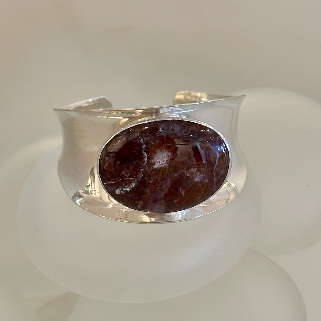 STERLING SILVER CUFF WITH AGATE MB130B