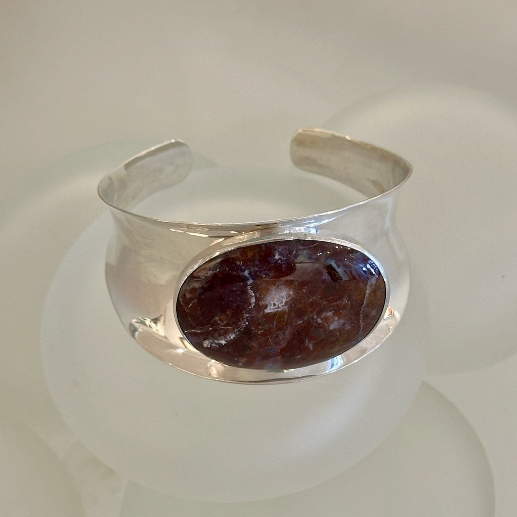 STERLING SILVER CUFF WITH AGATE MB130B