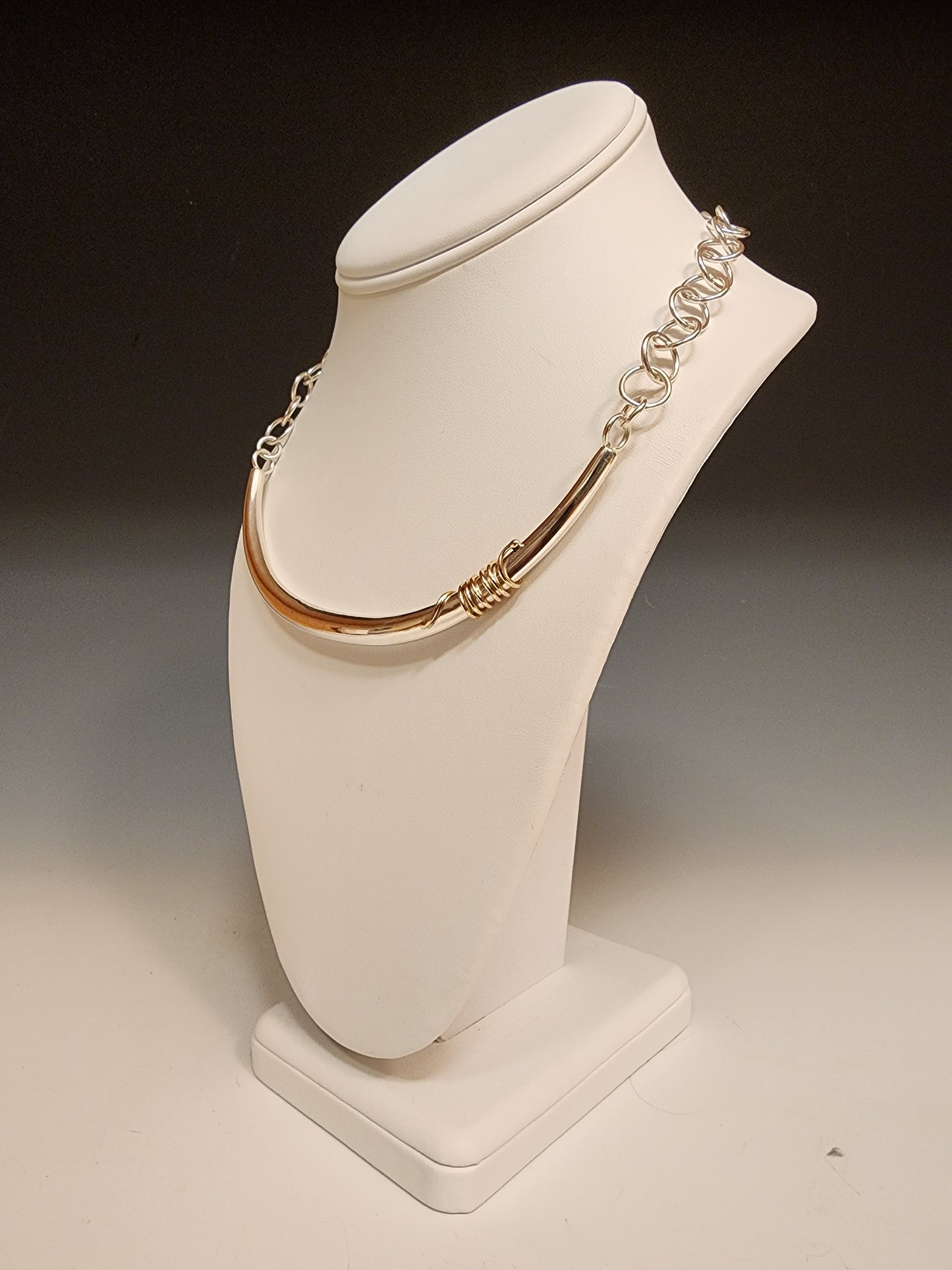 SILVER NECKLACE W/ 14K WRAP MB168N