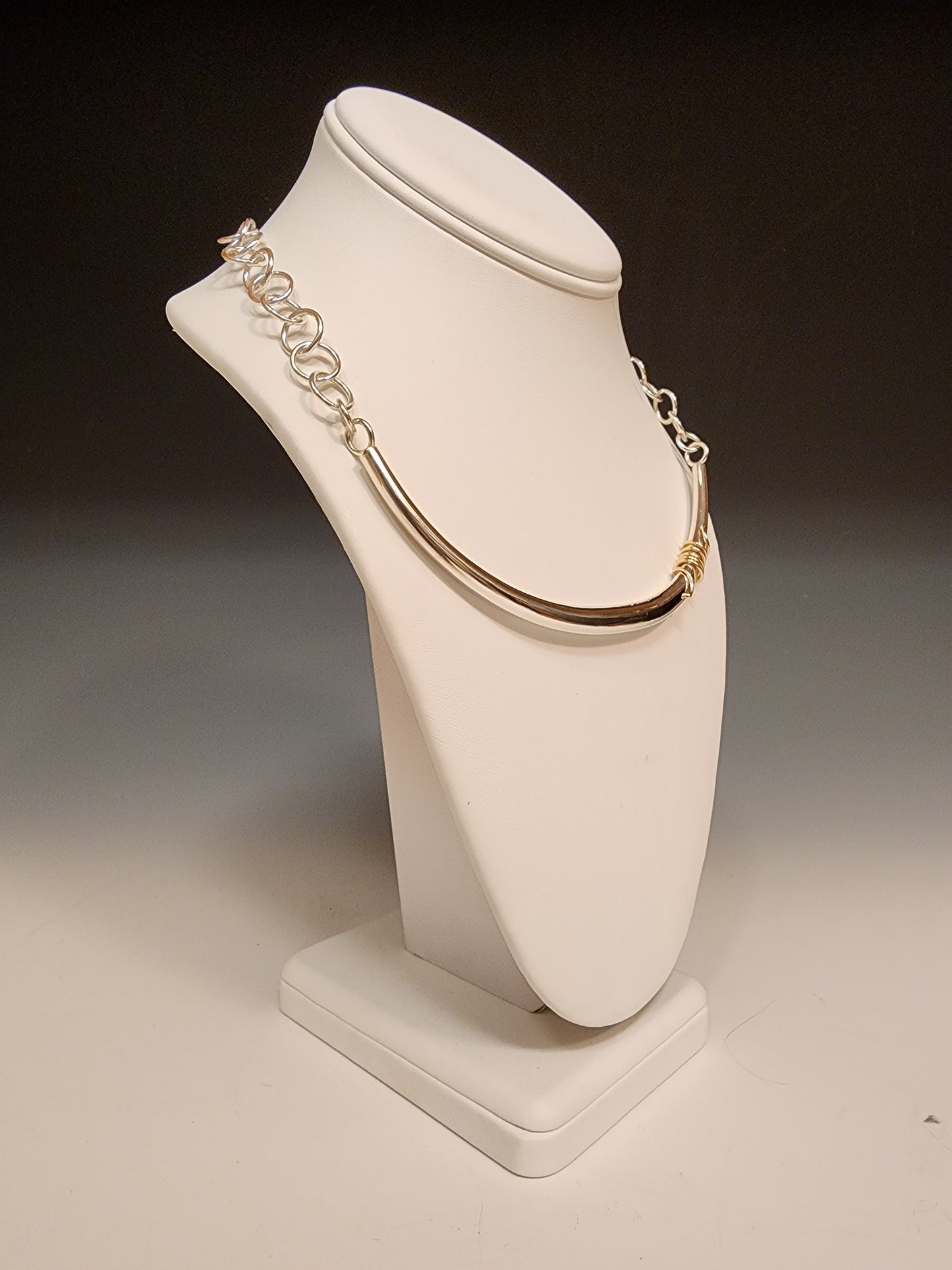 SILVER NECKLACE W/ 14K WRAP MB168N