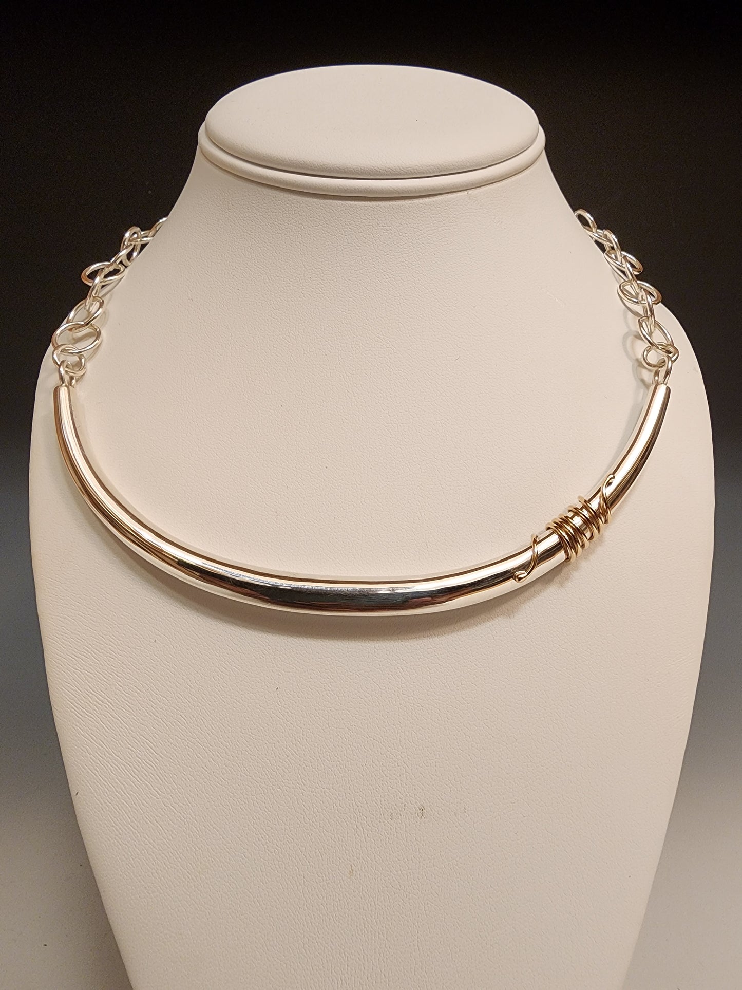 SILVER NECKLACE W/ 14K WRAP MB168N