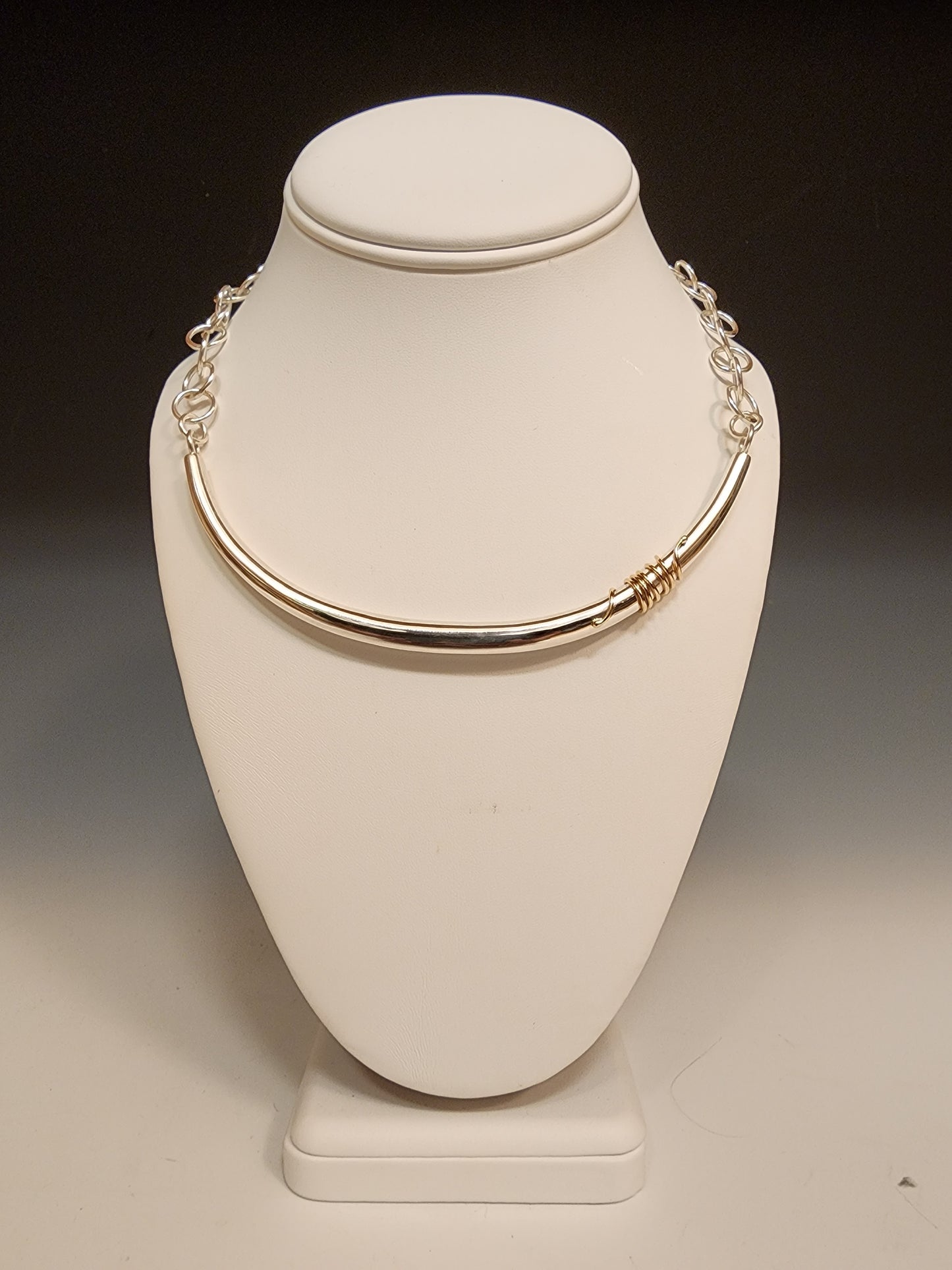 SILVER NECKLACE W/ 14K WRAP MB168N