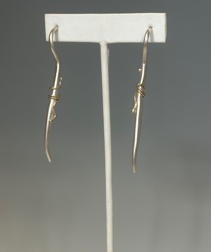 "CRANE" Sterling Silver Earrings with 14K wrap MB185