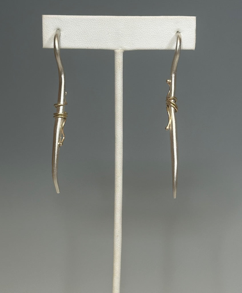 "CRANE" Sterling Silver Earrings with 14K wrap MB185