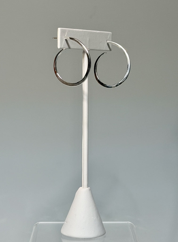 SMALL STERLING SILVER FORGED HOOP EARRINGS MB214E