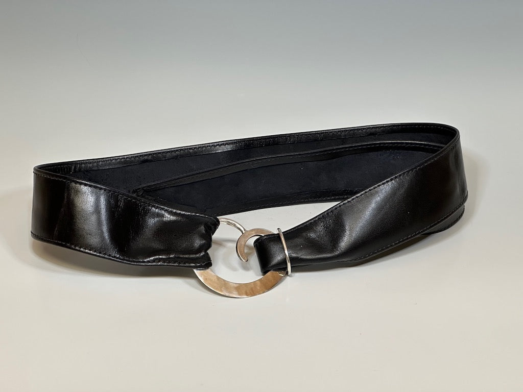 CUSTOM BELT BUCKLE AND GARMENT DYED LEATHER BELT WITH STERLING SILVER  MB2B