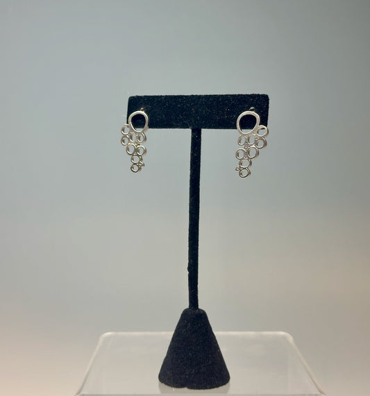 STERLING SILBER BUBBLE CAST LONG STUD EARRING MC3