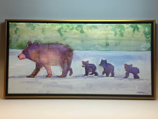 "BEAR FAMILY" ORIGINAL ACRYLIC ON CANVAS/FRAMED