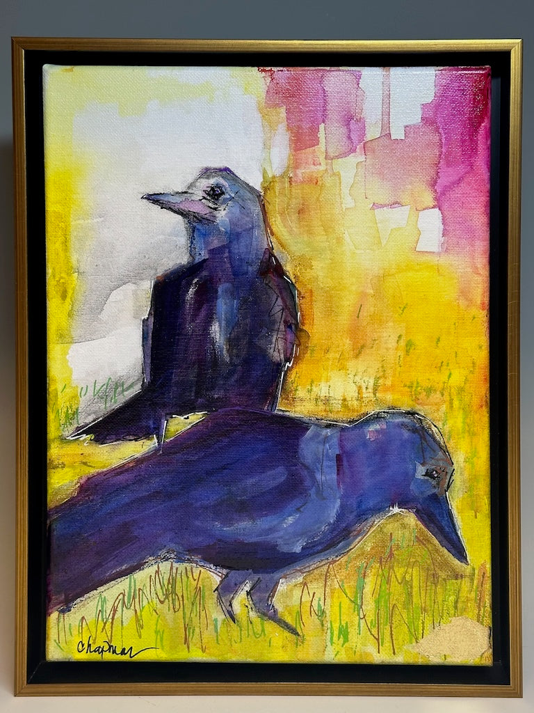 "BEING CROWS ORIGINAL ACRYLIC ON CANVAS/FRAMED