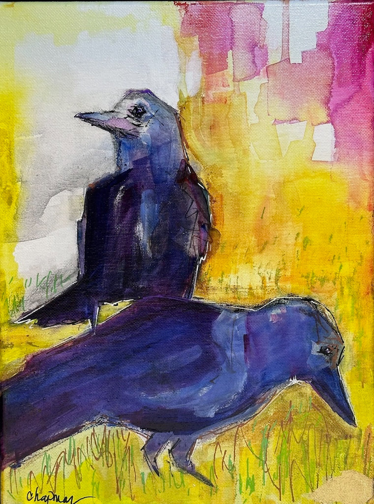 "BEING CROWS ORIGINAL ACRYLIC ON CANVAS/FRAMED