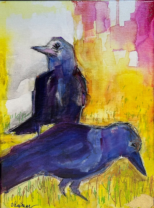 "BEING CROWS ORIGINAL ACRYLIC ON CANVAS/FRAMED