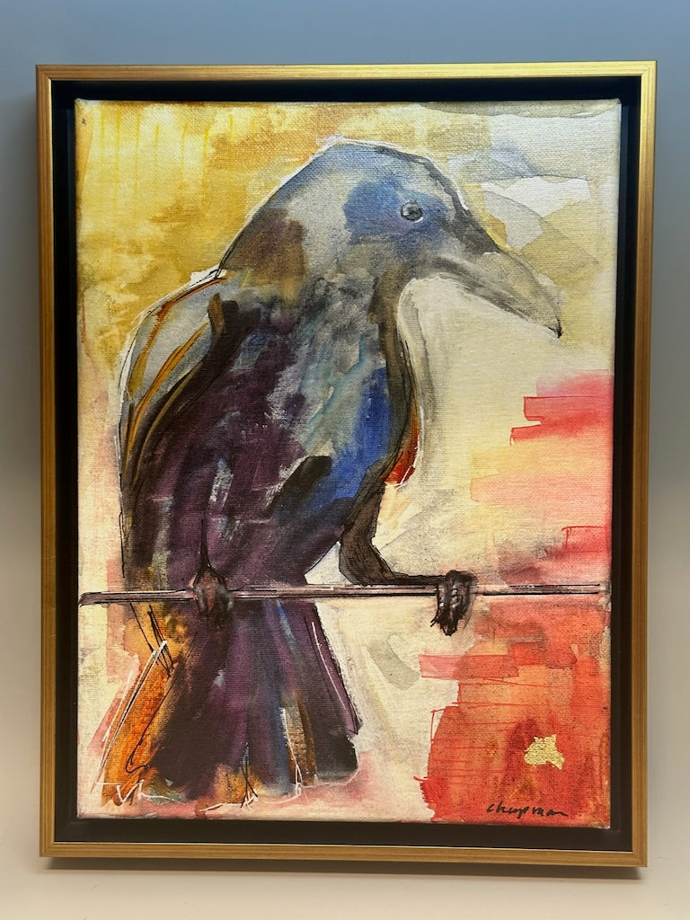 "BEING RAVEN" ORIGINAL ACRYLIC ON CANVAS/FRAMED