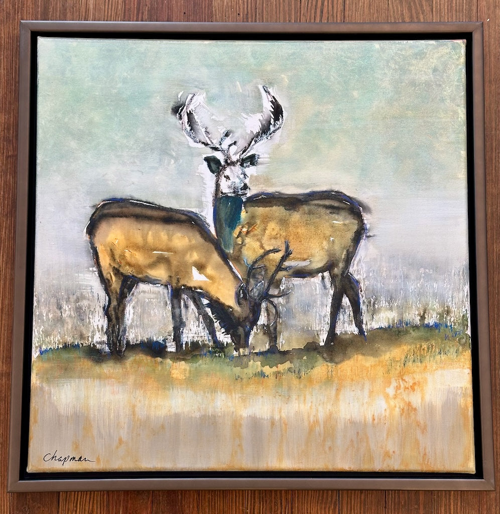 "ELK SIGHTING" ORIGINAL ACRYLIC ON CANVAS/FRAMED