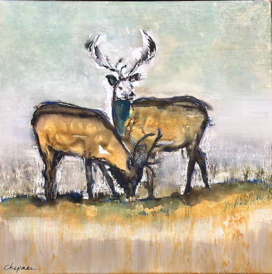 "ELK SIGHTING" ORIGINAL ACRYLIC ON CANVAS/FRAMED