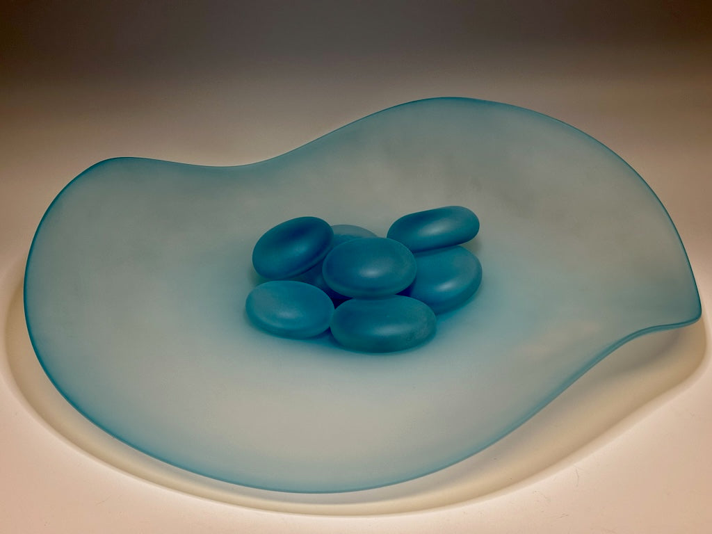 RIVER ROCK SERIES BLUE FREE FORM GLASS BOWL MEDIUM