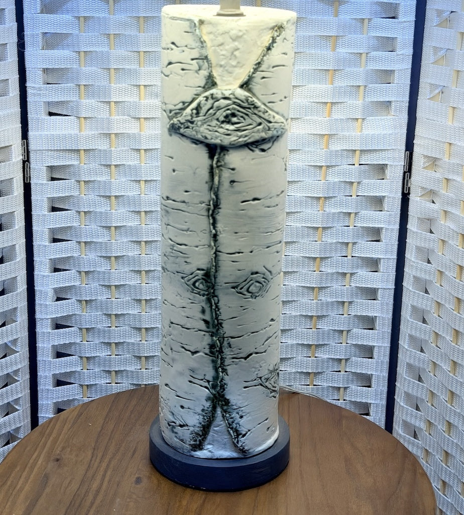 BIRCH STONEWARE LAMP WITH SQUARE SHADE MF105