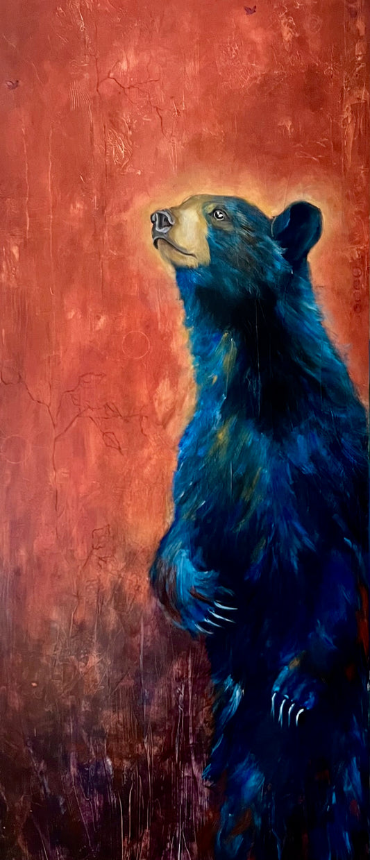"DREAM OF THE CAVE BEAR" ORIGINAL OIL ON BOARD