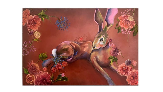 "THE COY RABBIT" ORIGINAL OIL ON CANVAS