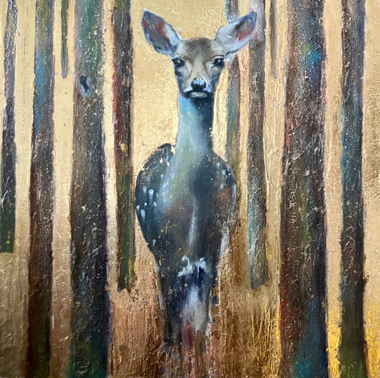 "THE GILDED PATH" ORIGINAL OIL AND GOLD LEAF ON CANVAS