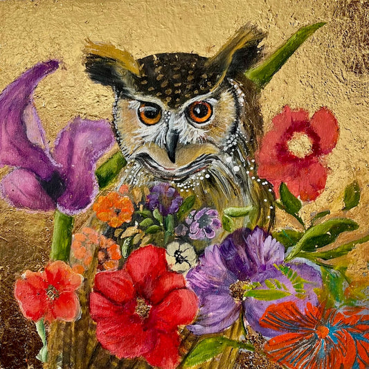 "THE GILDED SEER" ORIGINAL OIL AND GOLD LEAF ON CANVAS