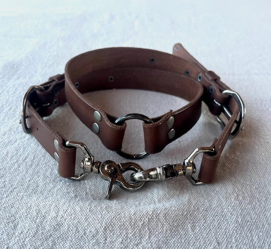 BROWN LEATHER HAND TOOLED EQUESTRIAN BELT MMEB1