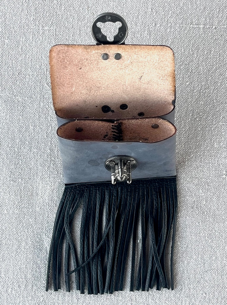 GREY LEATHER MINI FRINGE CASE MMMF1