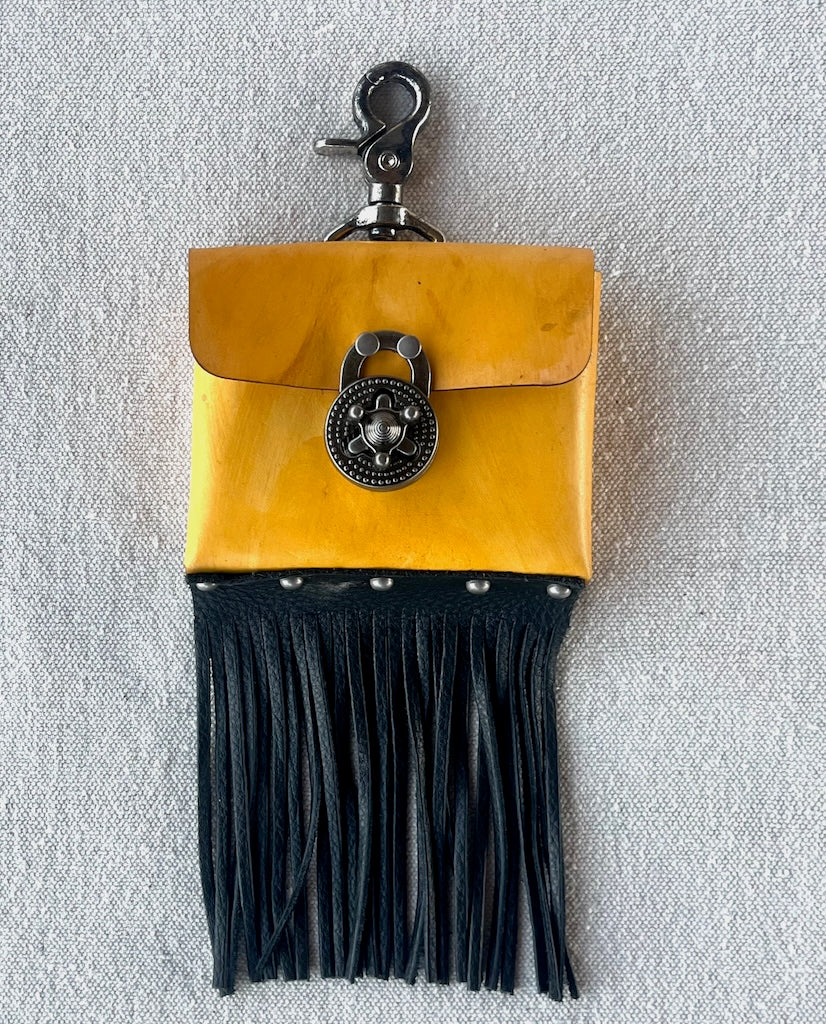 YELLOW LEATHER MINI FRINGE CASE MMMF2