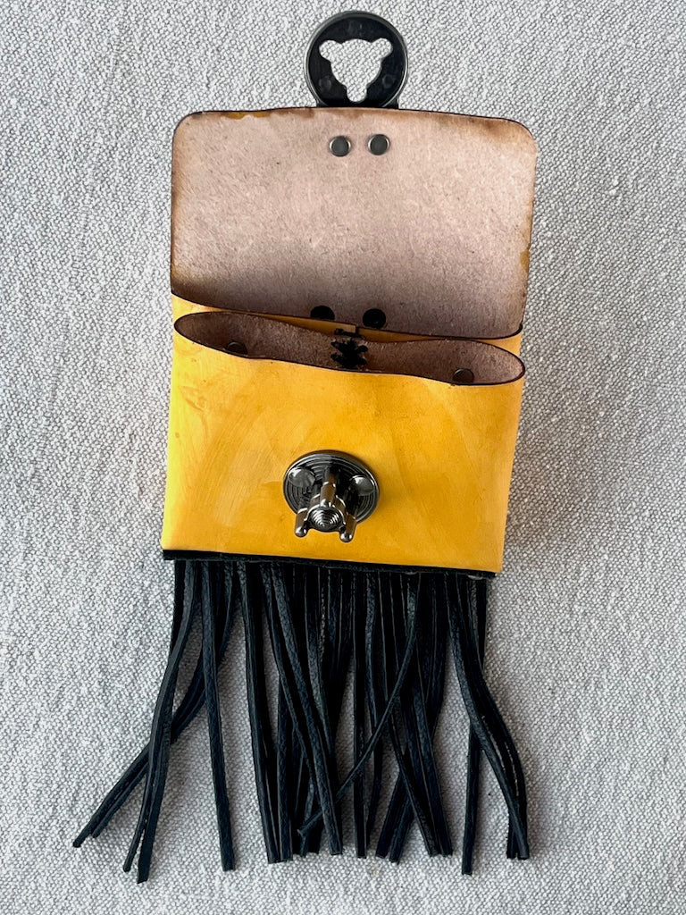 YELLOW LEATHER MINI FRINGE CASE MMMF2
