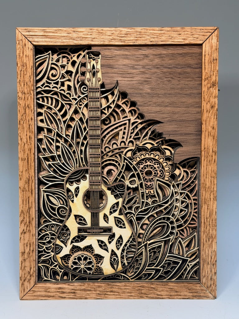 "TRANSYLVANIA SUITES: ACOUSTIC GUITAR" LASER CUT WOOD WALL HANGING MN121