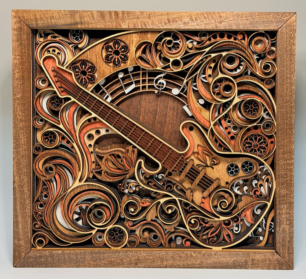 "TRANSYLVANIA SUITES: GUITAR" LASER CUT WOOD WALL HANGING MN123
