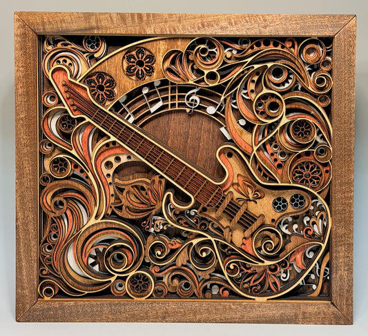 "TRANSYLVANIA SUITES: GUITAR" LASER CUT WOOD WALL HANGING MN123