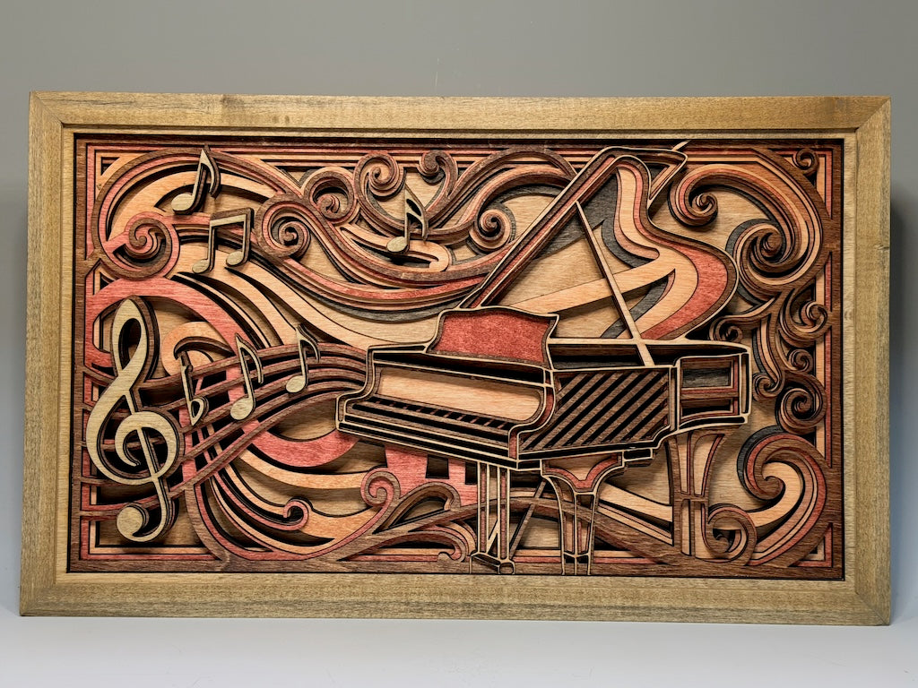 "TRANSYLVANIA SUITES: PIANO NOTES" LASER CUT WOOD WALL HANGING MN126
