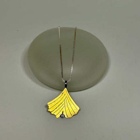 GINGKO STERLING SILVER W/KEUMBOO GOLD FINISH AND SS CHAIN  MS216