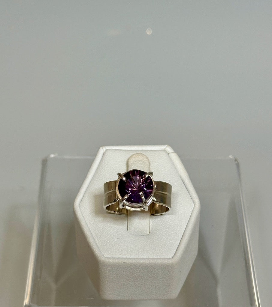 STERLING SILVER AMETHYST PRONG RING MS230