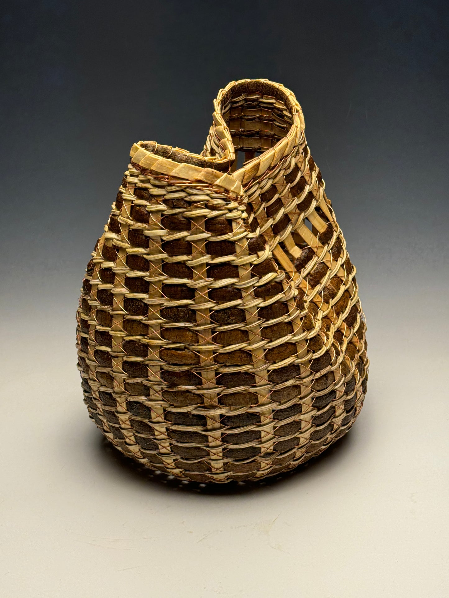 FREEFORM BARK AND WIRE BASKET