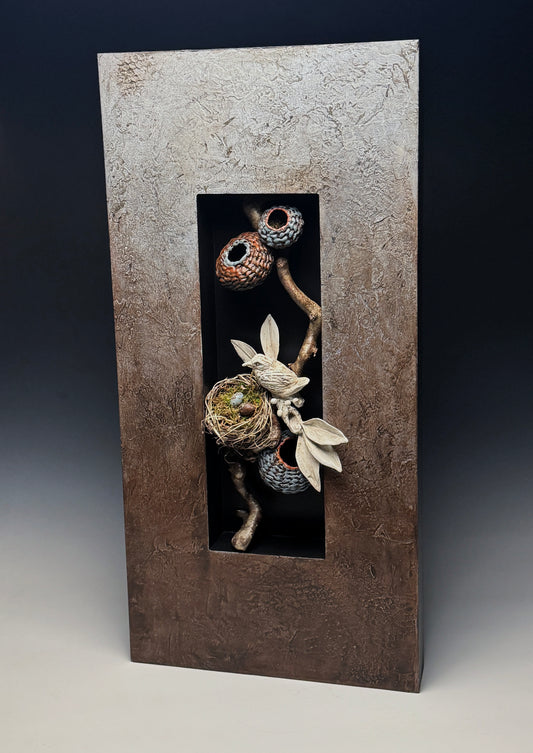 "RELIQUARY 032" MIXED MEDIA WALL HANGING