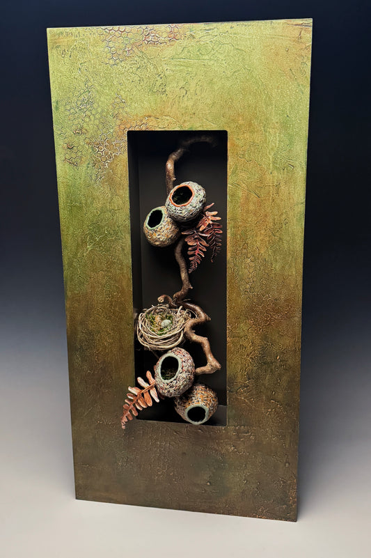 "RELIQUARY 034" MIXED MEDIA WALL HANGING