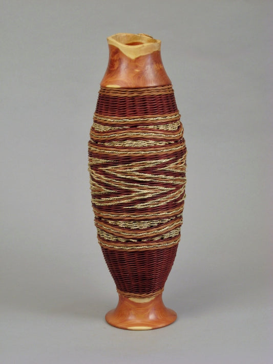 MAHOGANY APPRENTICE CEDAR TOP AND BASE MIXED MEDIA BASKETRY