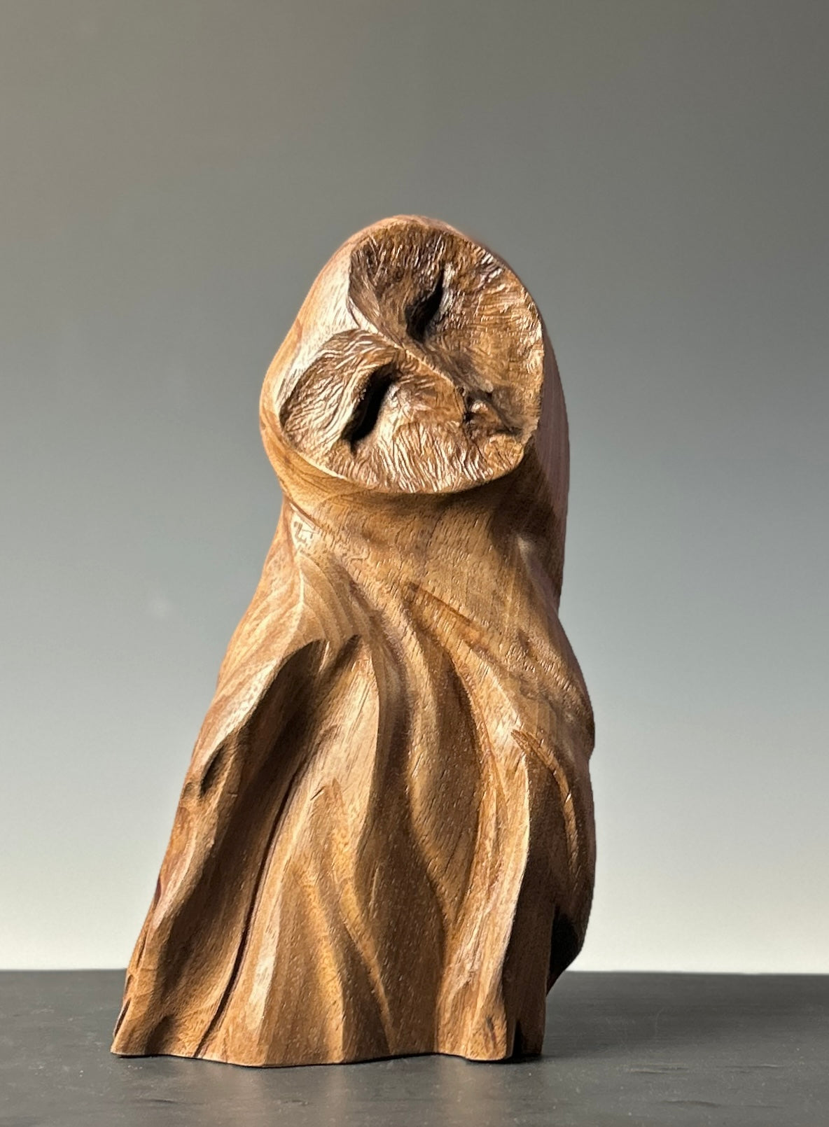 "MIDNIGHT SECRET" HAND CARVED WOOD SCULPTURE