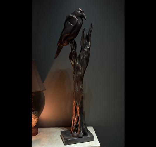 "MYSTIC DAWN" HAND CARVED WHITE PINE & CYPRESS SCULPTURE