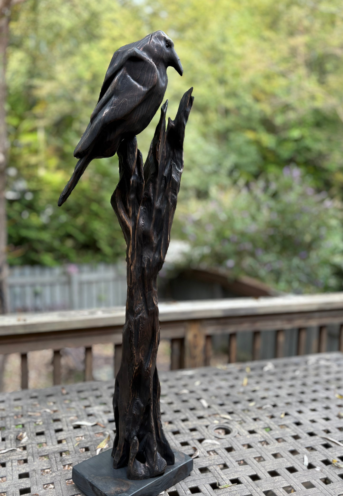 "MYSTIC DAWN" HAND CARVED WHITE PINE & CYPRESS SCULPTURE